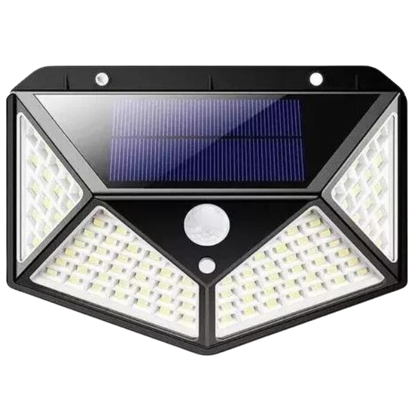 Luminária Parede Solar 100 Leds Bateria Luz Balizador Jardim