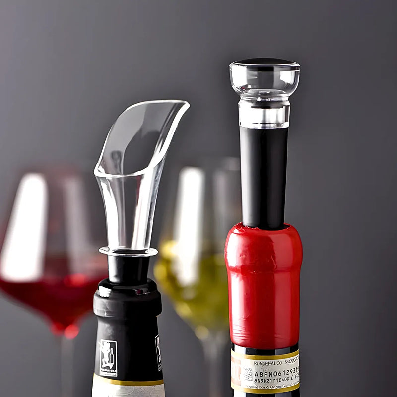 Kit Para Vinho Com Bico Aerador e Rolha Tampa a Vácuo -