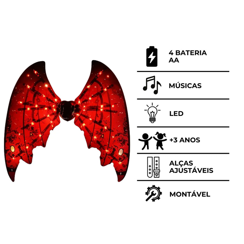 Asas Fantasia para Festas com Led e Música - Dragão