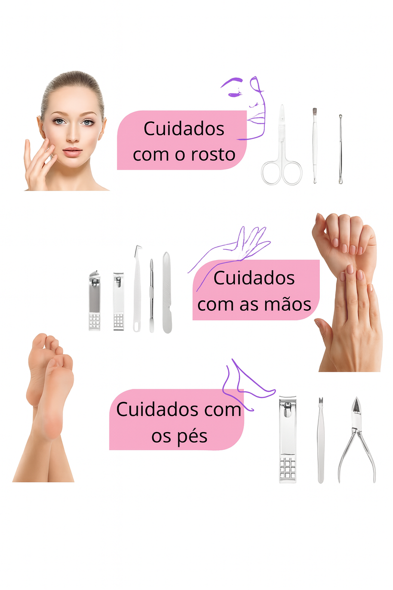 Kit Cortador de Unhas Portátil 12 em 1