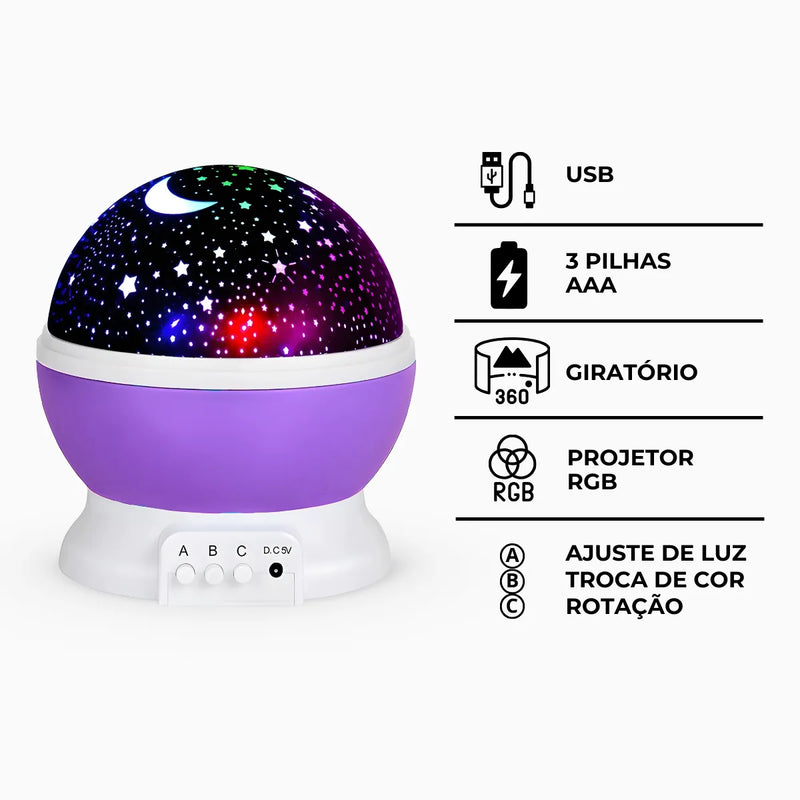 Luminária Projetor Estrelas 360º Abajur Star Maste